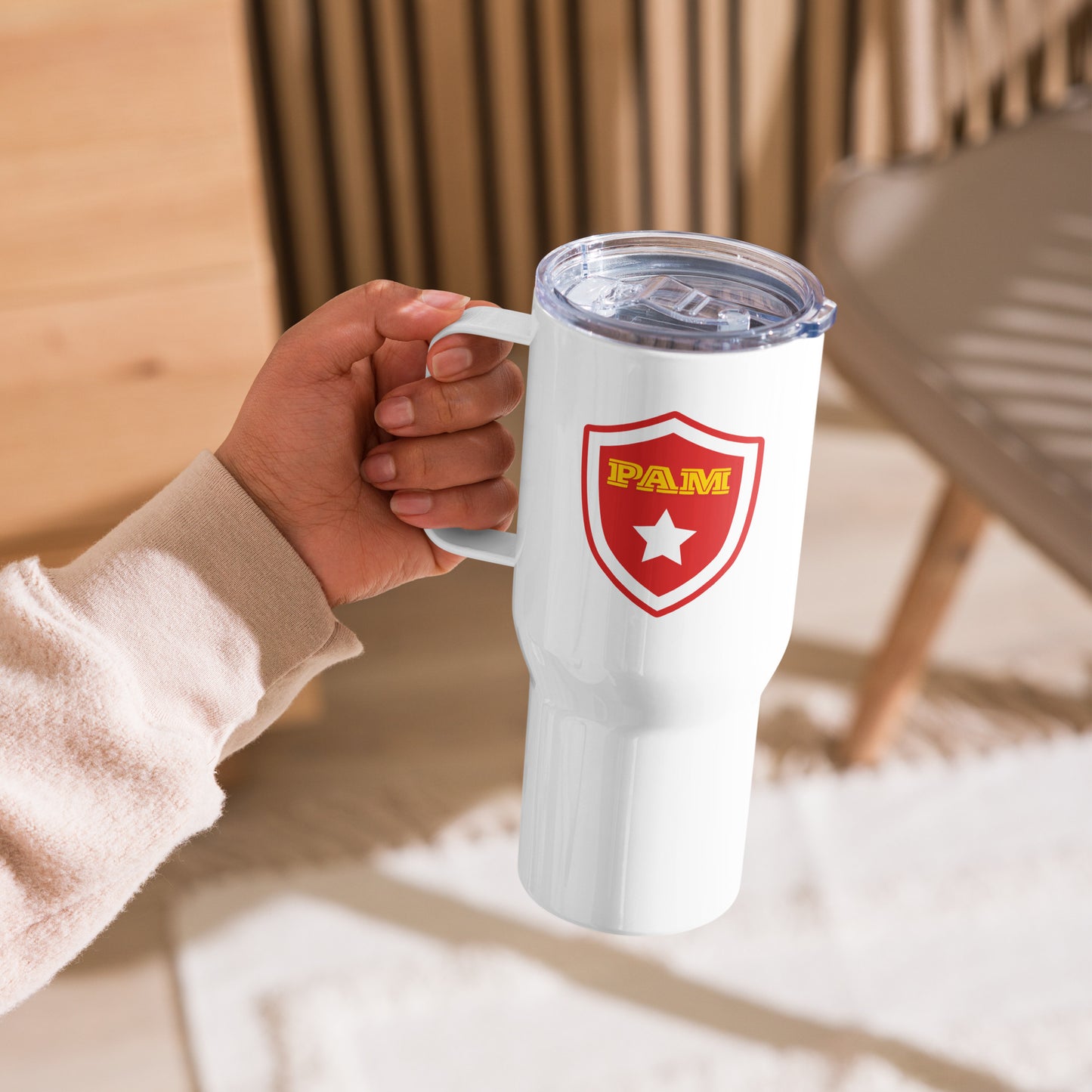 Super PAM- Travel mug with a handle