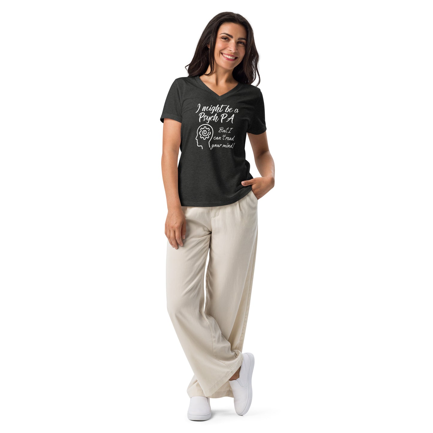 I Can't Read Your Mind- Psych PA- Women’s relaxed v-neck t-shirt