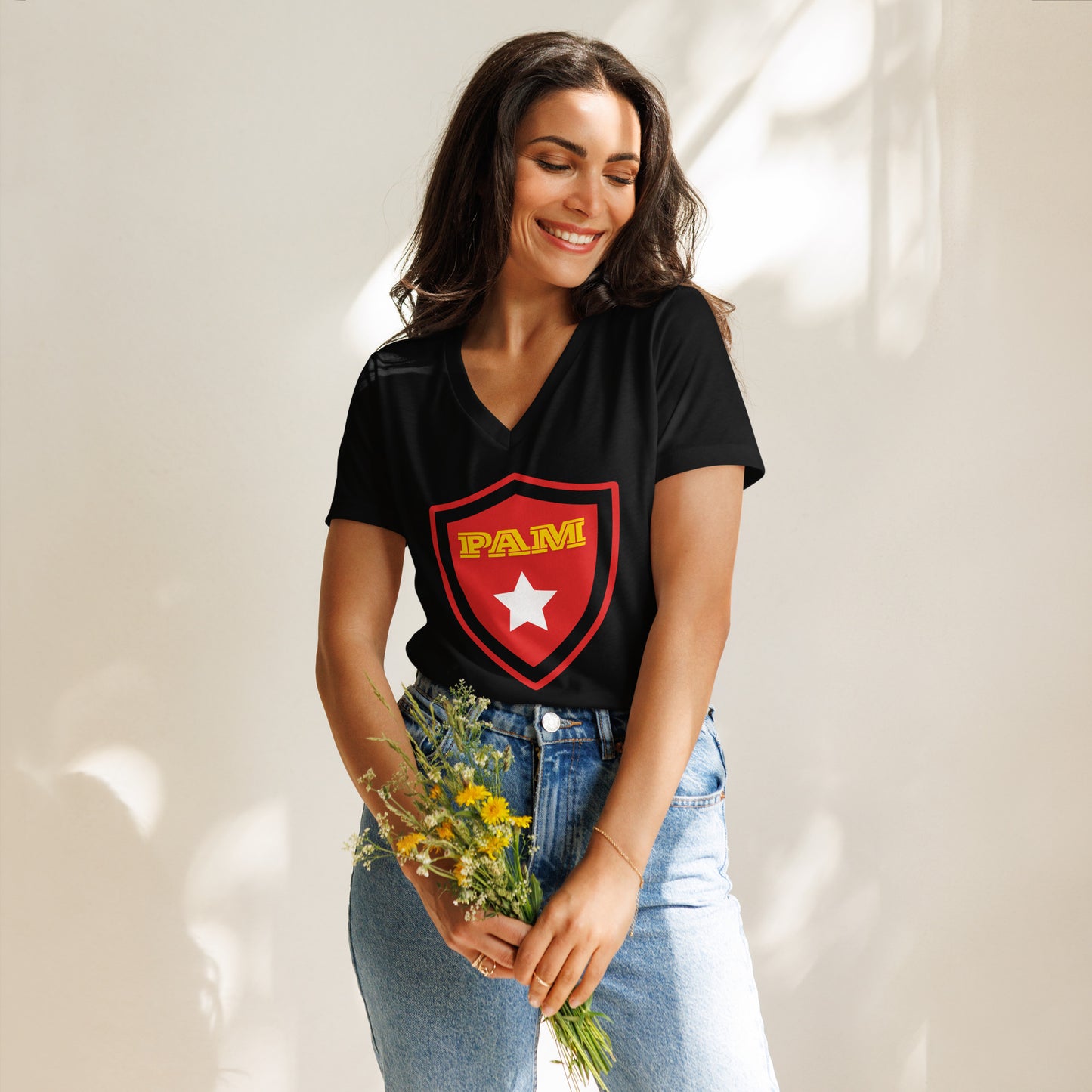 Super PAM Women’s relaxed v-neck t-shirt