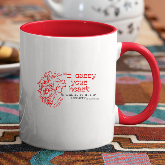 Cardiology "I carry your heart" Mug with Red Inside