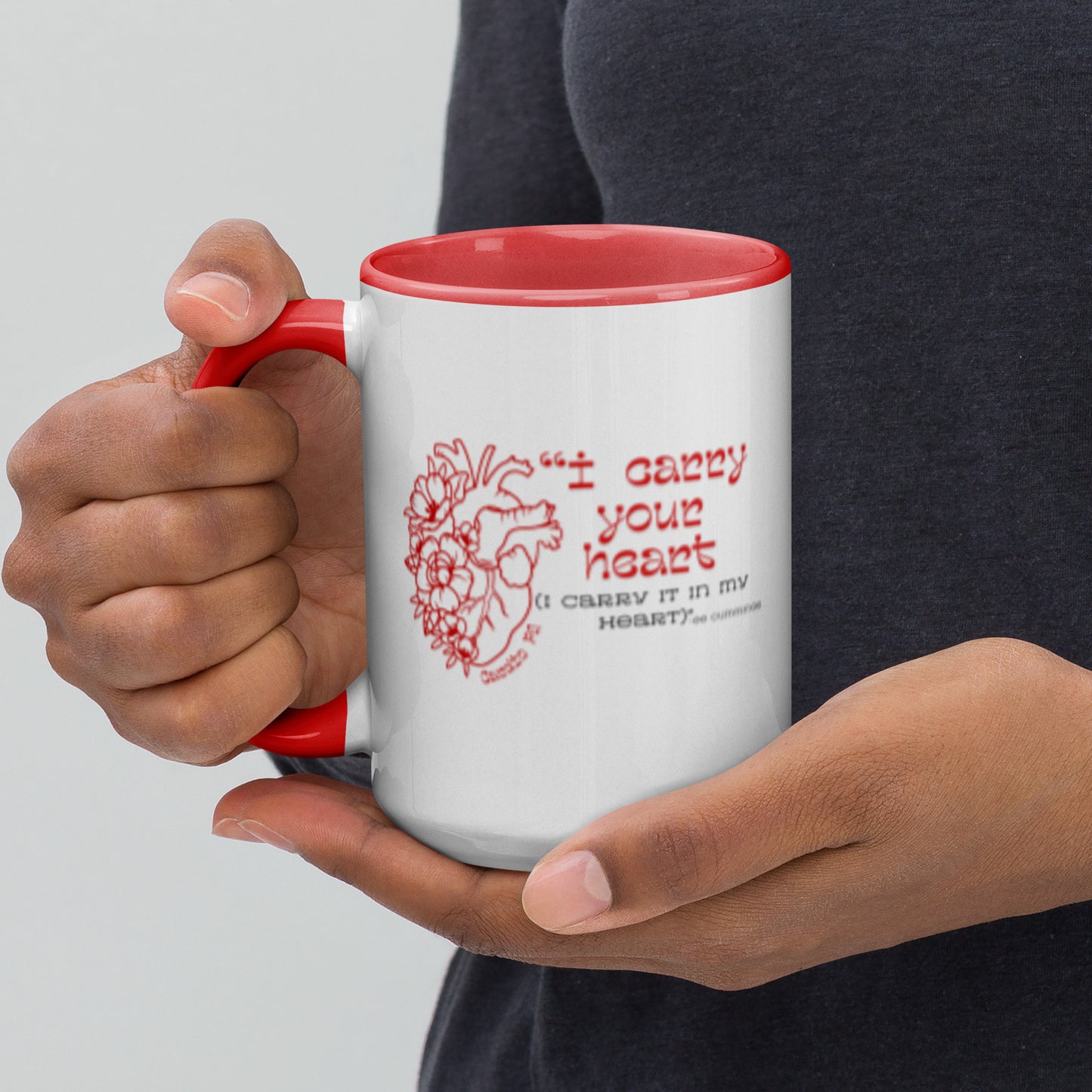 Cardiology "I carry your heart" Mug with Red Inside